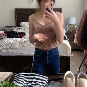 Velvet cami top rose gold